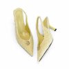 giày cao gót slingback vải tweed vàng