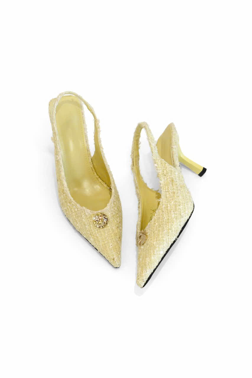 z7707098091001_9a87d9907b9ca8fb95c439ed7d42a24b giày cao gót slingback vải tweed vàng